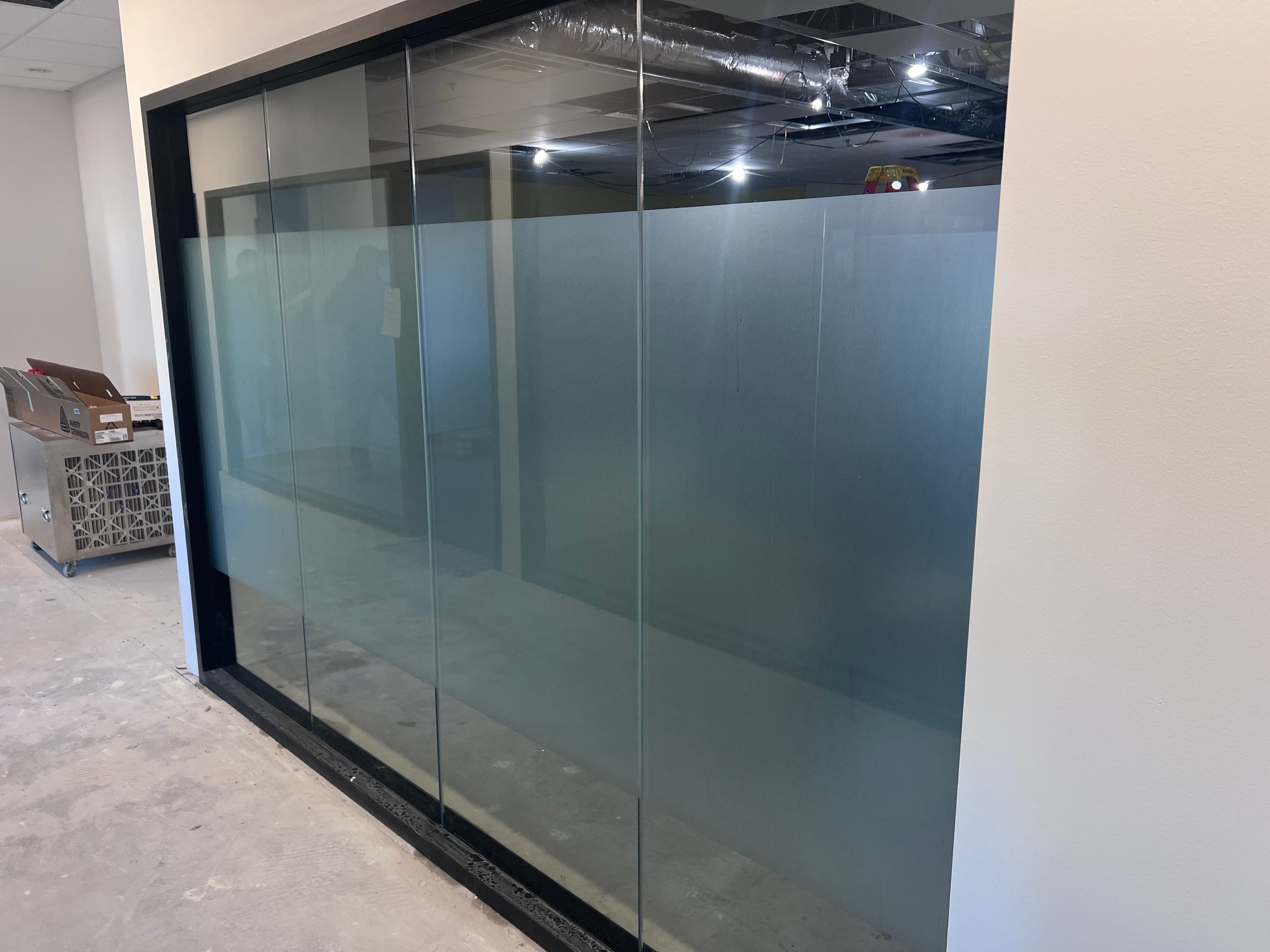Office space full frosted privacy film installation